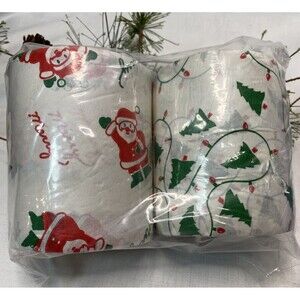 VTG 1994 JEANMARIE Christmas Tree & Santa Bathroom Toilet Tissue 2 Rolls USA